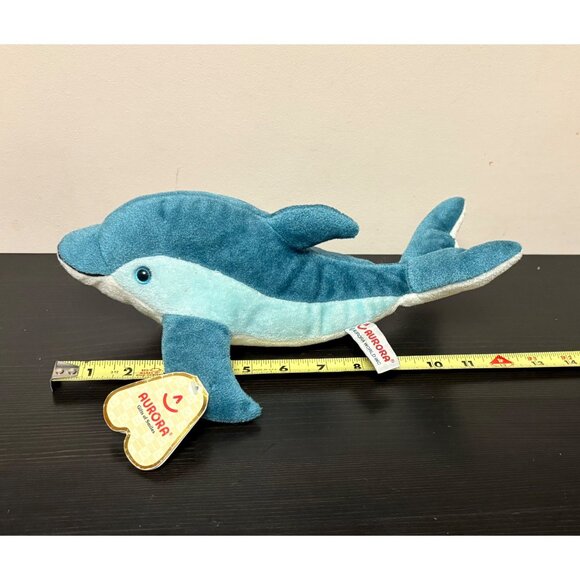 Aurora Blue Dolphin Plush Stuffed Animal Toy 12" Soft Polyester #50062 - Picture 4 of 5